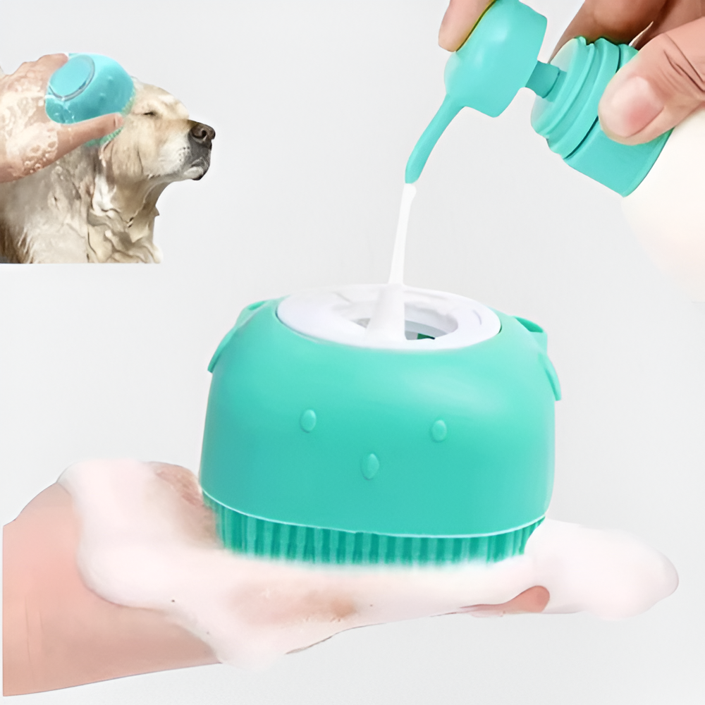 Hundborste med integrerad schamponering